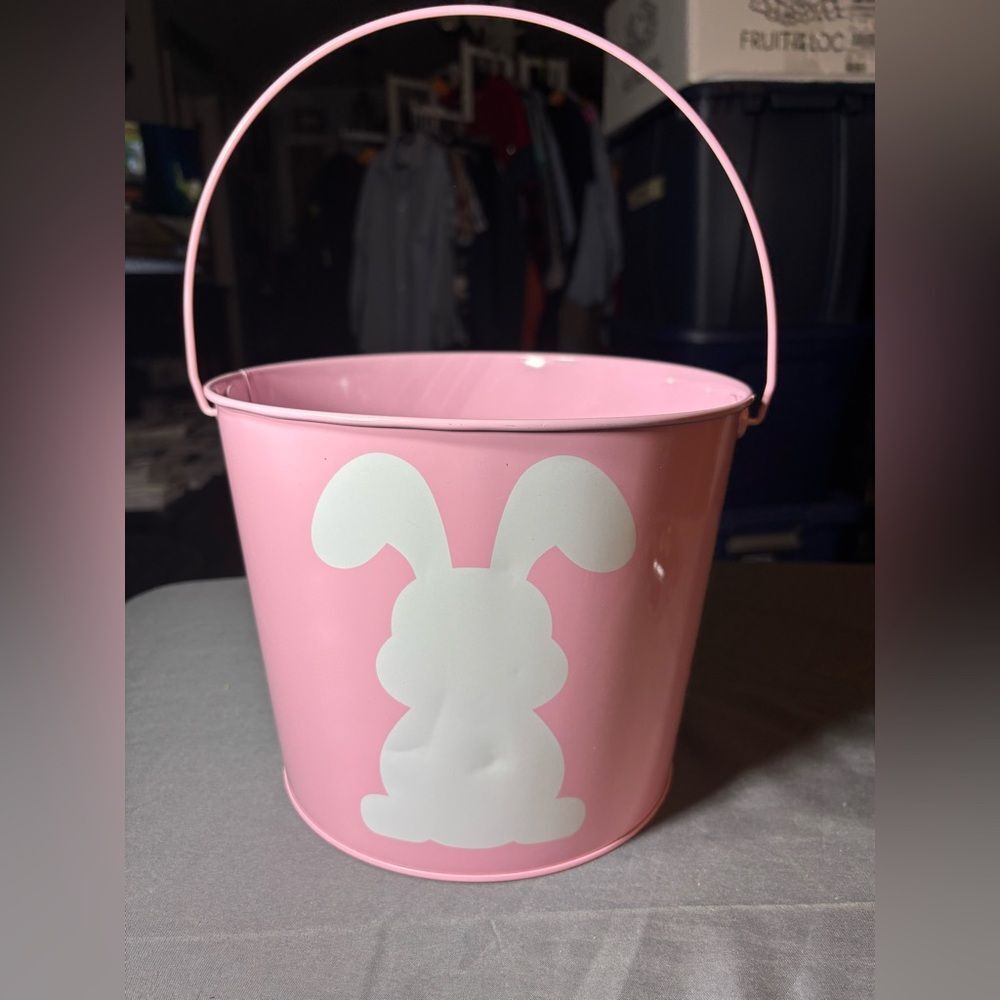 New Pastel Pink Easter Bunny Pail NWT